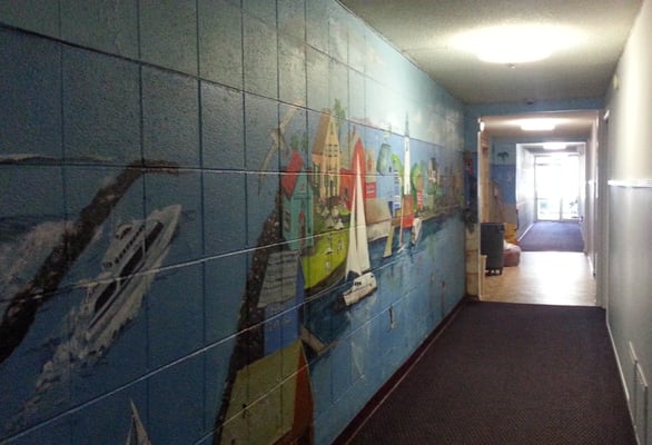 painted murals on cinder-block walls | Yelp