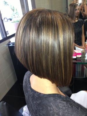 Highlight A-Line Bob Haircut Irvine best hair salon Irvine 92604