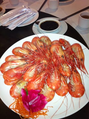 Boiled live prawns with premium soy sauce