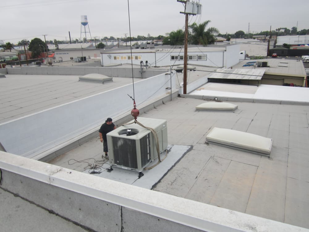 Setting 7.5 ton package unit on roof curb in Long Beach Yelp