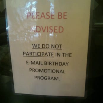 They don't give you a free meal on your birthday.