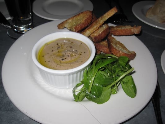 chicken liver mousse with tatsoi salad